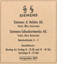 Anzeige im Karlsruher Adressbuch von 1943, S. III 254.