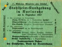 Werbezettel des Stahlhelms, Bund der Frontsoldaten, Stadtarchiv Karlsruhe 7/PS Boess 172a.