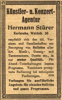 Geschäftsanzeige von Hermann Stürer, Volksfreund vom 7. Oktober 1920.