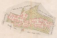 Plan über das Dorf und die beiliegenden Gärten zu Hagsfeld, 1762, Stadtarchiv Karlsruhe 5/Hagsfeld P4.