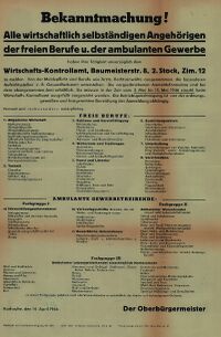 Bekanntmachung des Wirtschafts- und Kontrollamts, 1946, Stadtarchiv Karlsruhe 8/PBS X 2681.