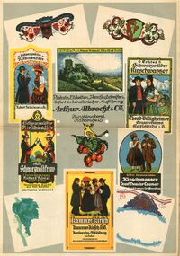 Werbeblatt für Etiketten, 1920, Stadtarchiv Karlsruhe 8/StS 24/1576.