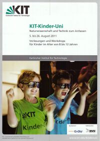 Plakat KIT-Kinder-Uni Naturwissenschaft und Technik zum Anfassen, August 2011, Stadtarchiv Karlsruhe 8/PBS X 7346.